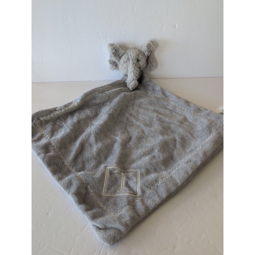 Pottery Barn Kids Elephant Thumbie Plush Lovey Baby Security Blanket Grey T Embr